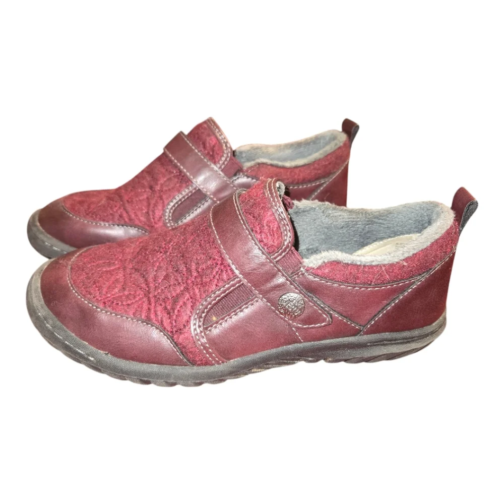 JBU Jambu Slip On Tide Oxford Wine Red Women Size 6.5 Faux Fur